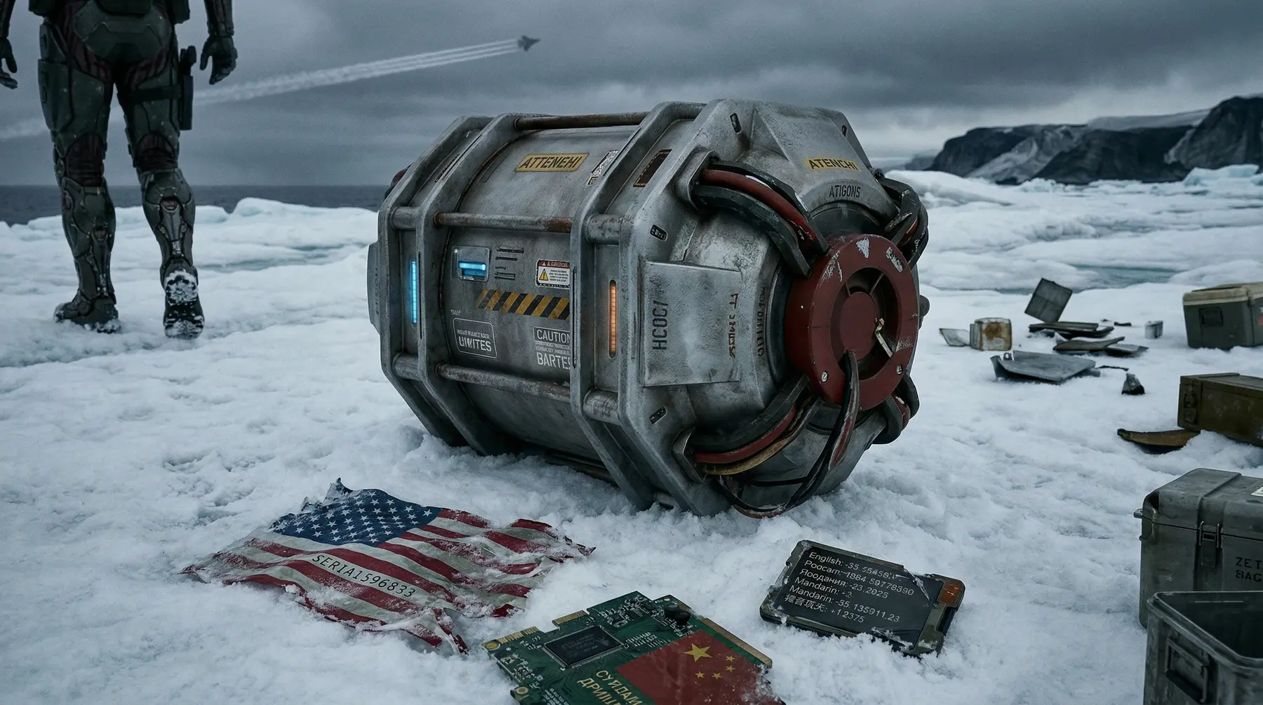 Coalition troops securing the Arctic recovery site