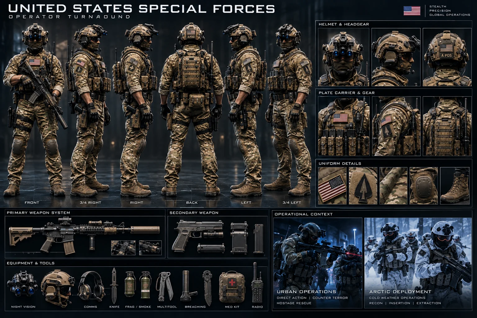 UNITED STATES SPECIAL FORCES reference sheet